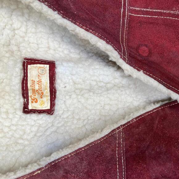 1970s maroon genuine leather suede vest PreOwned XL