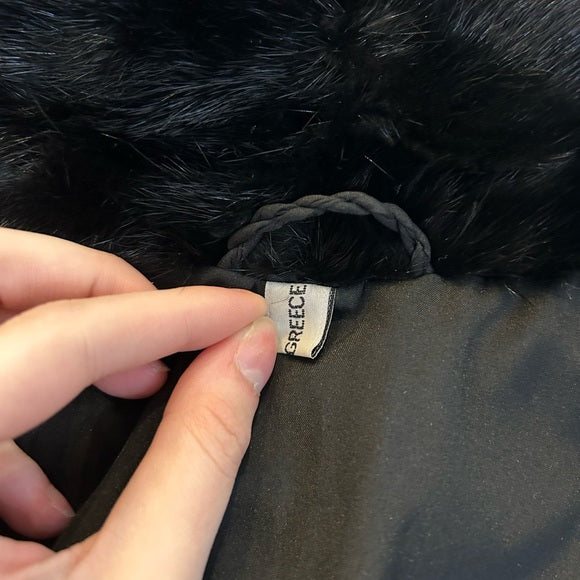 Mink Fur Black XL Coat made in Greece