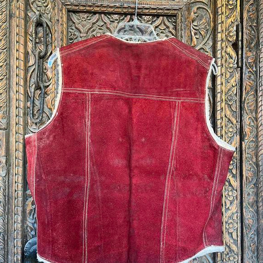 1970s maroon genuine leather suede vest PreOwned XL