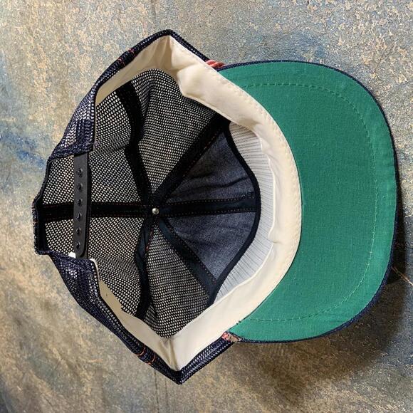 Vintage denim hat with red detail