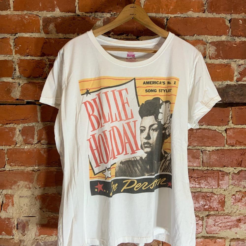 Billie holiday ladies 3xlarge white graphic preowned T-shirt
