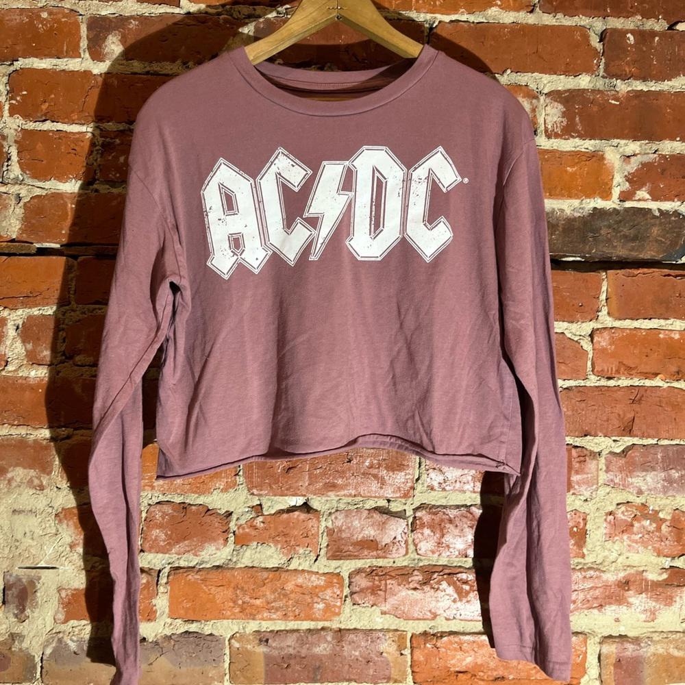Acdc large purple graphic vintage preowned crop top longsleeve tshirt