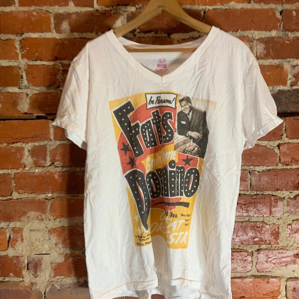 Fats domino ladies 2XLarge white graphic preowned T-shirt