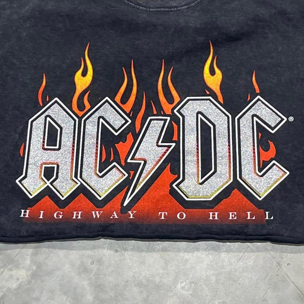 ACDC Preowned Large Cropped Band T-shirt