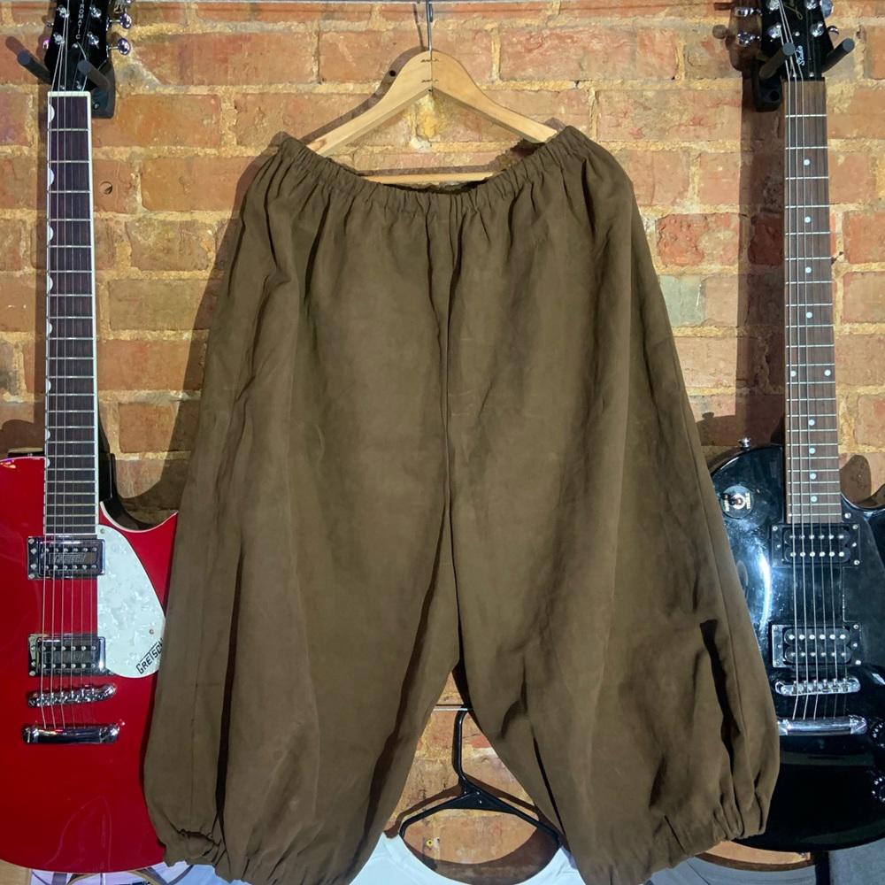 Cream Xlarge blouse with brown elastic harem pants hand stitched