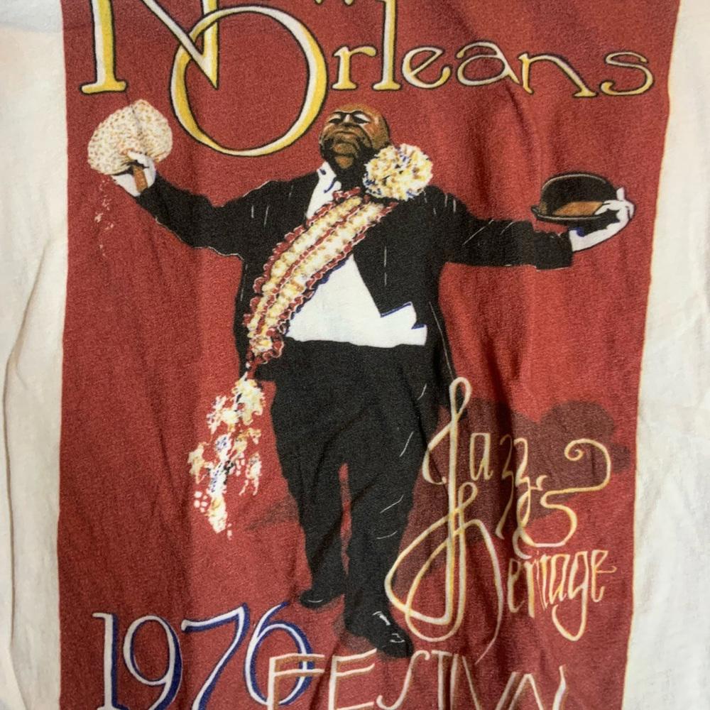 1976 jazz festival ladies large white graphic preowned T-shirt