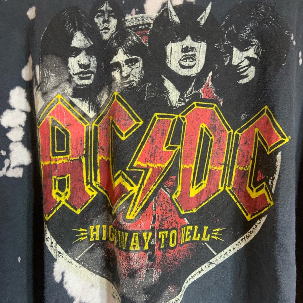 ACDC large black bleached dyed graphic preowned T-shirt