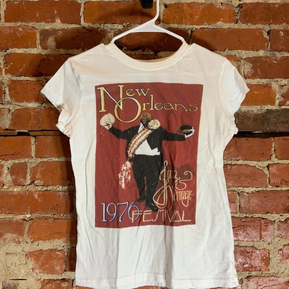 1976 jazz festival ladies large white graphic preowned T-shirt