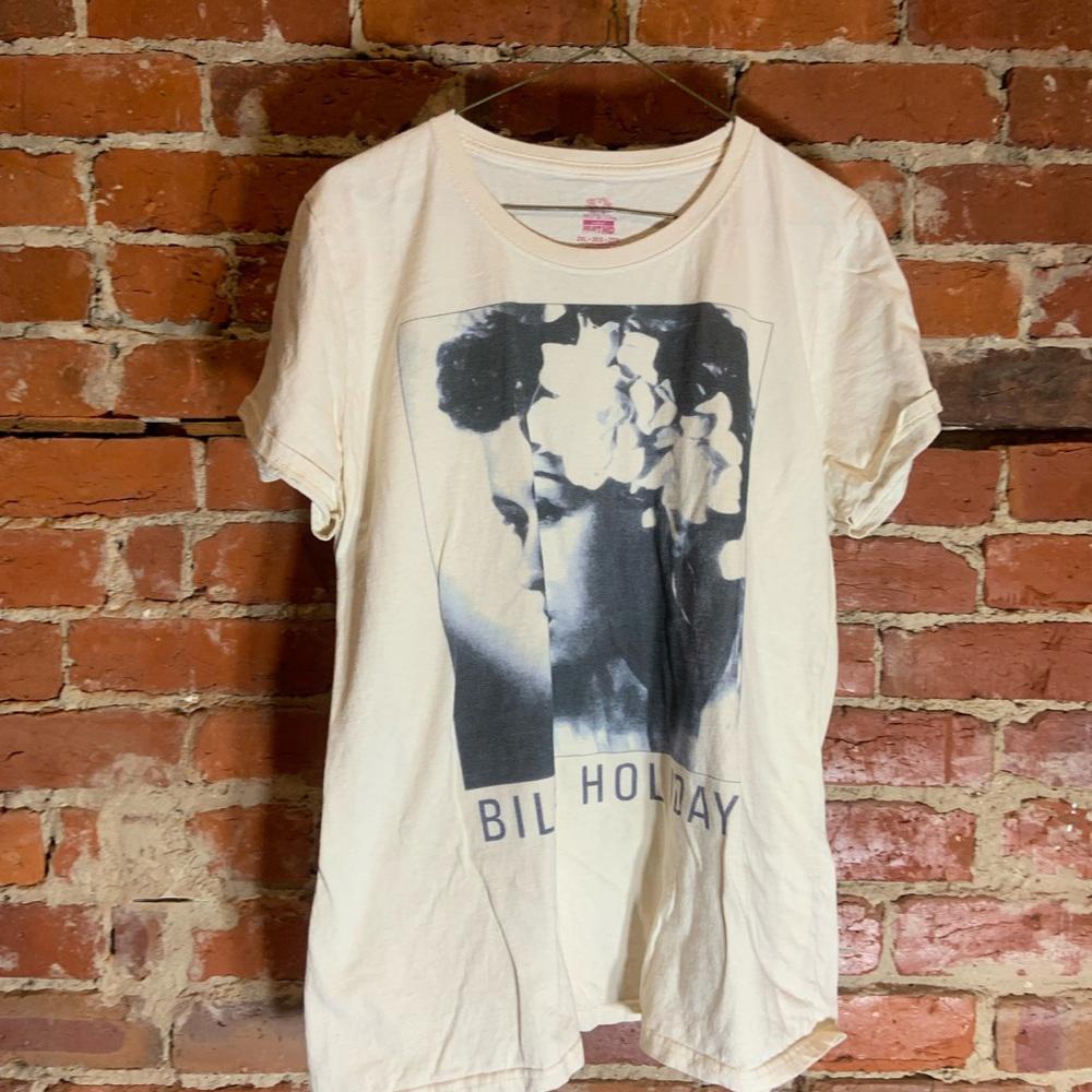Billie holiday ladies 2XLarge white graphic preowned T-shirt