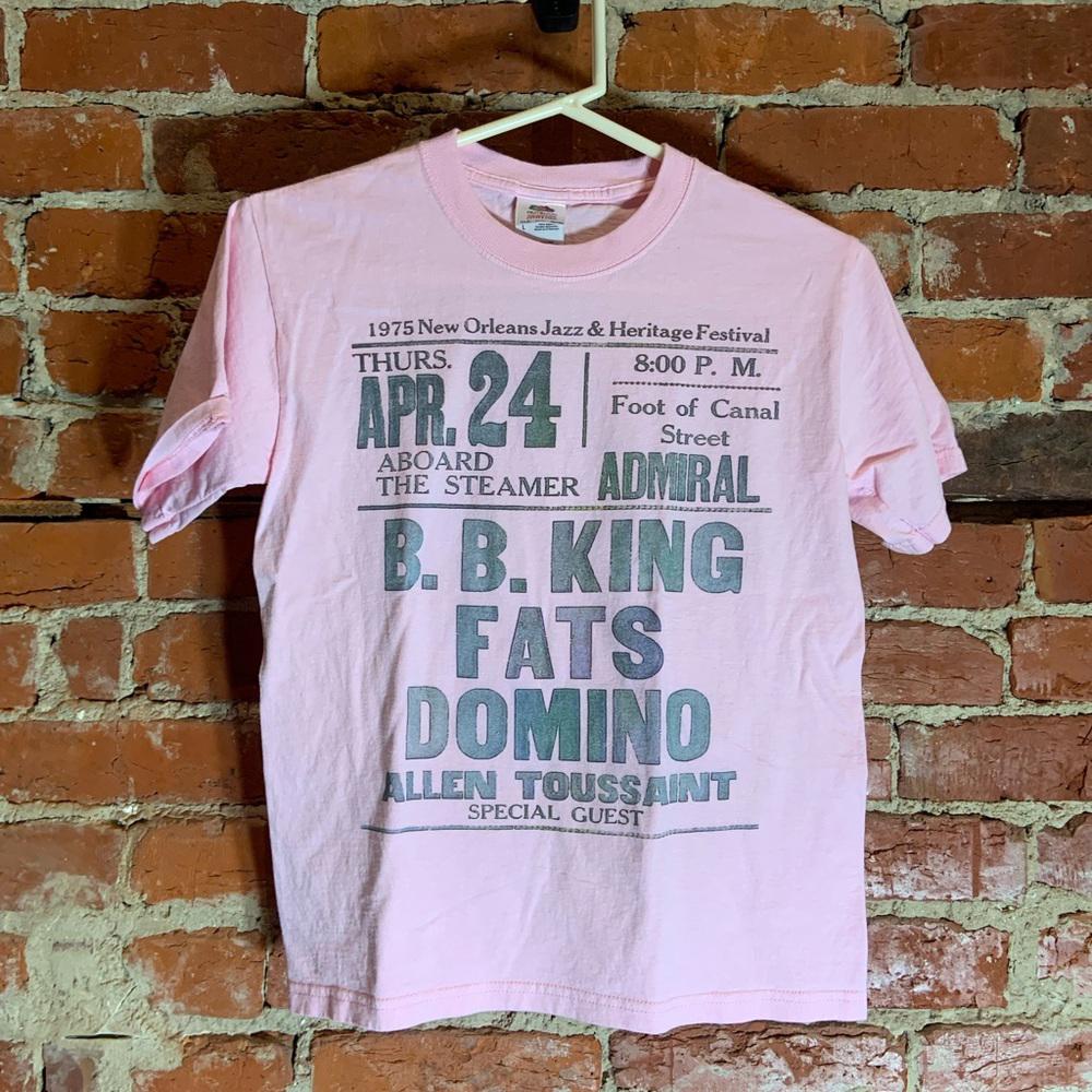 1975 New Orleans Jazz festival youth large pink graphic preowned T-shirt