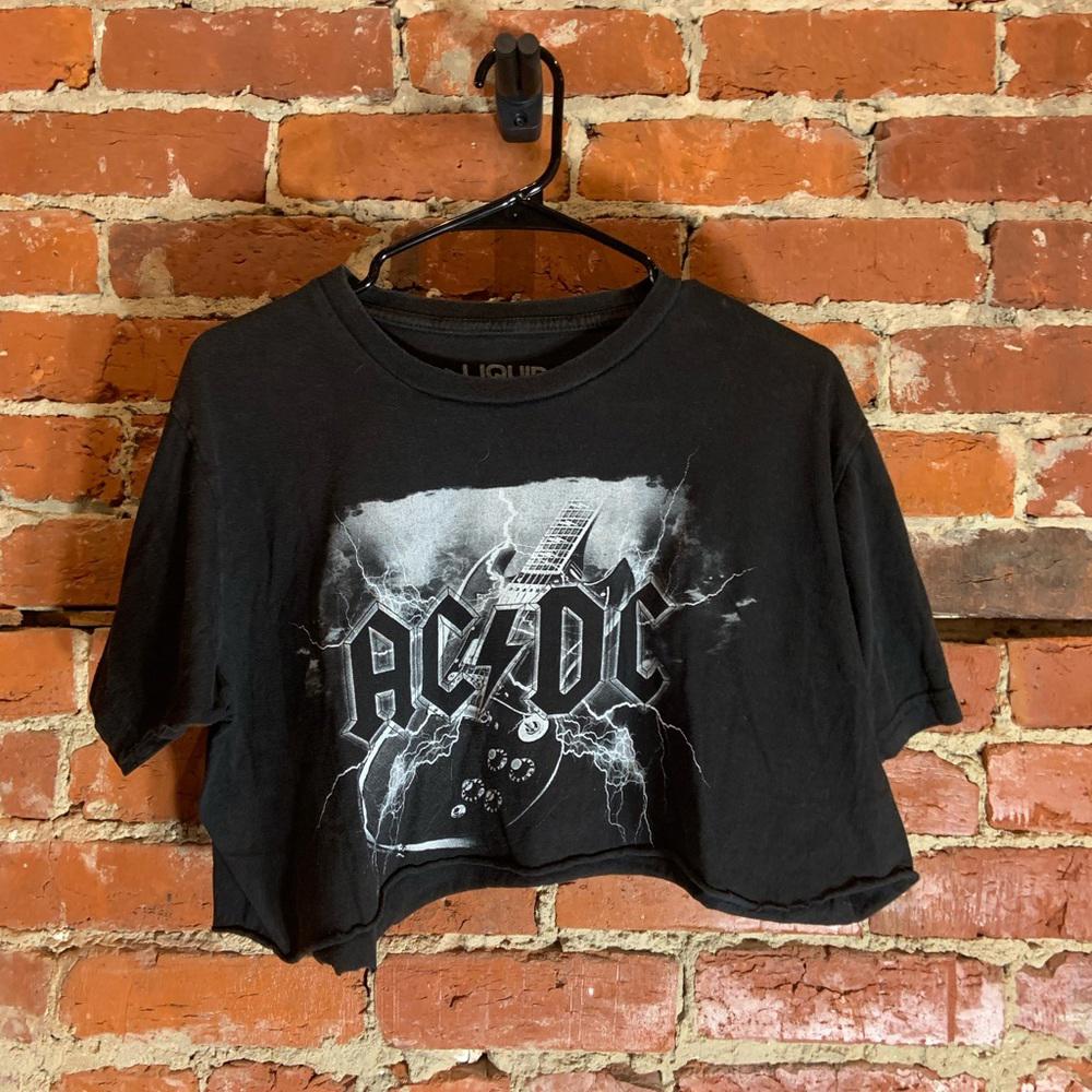 ACDC large black graphic preowned crop top T-shirt