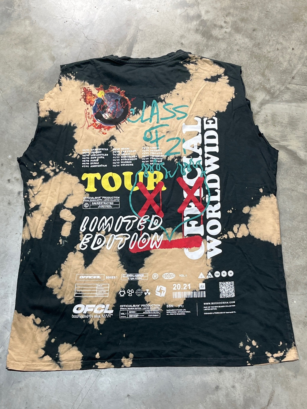 BoohooMAN Preowned 2XL Cut Off Sleeve Tank Top Tie Dye T-shirt