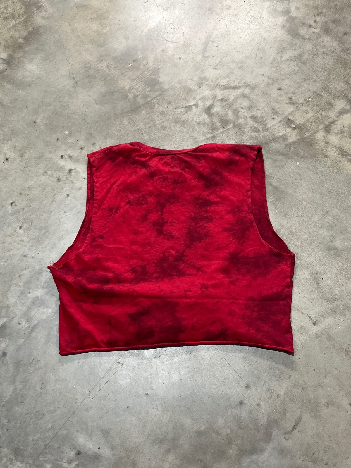ACDC Preowned Large Cropped Cut Off Sleeve Tie Dye T-shirt