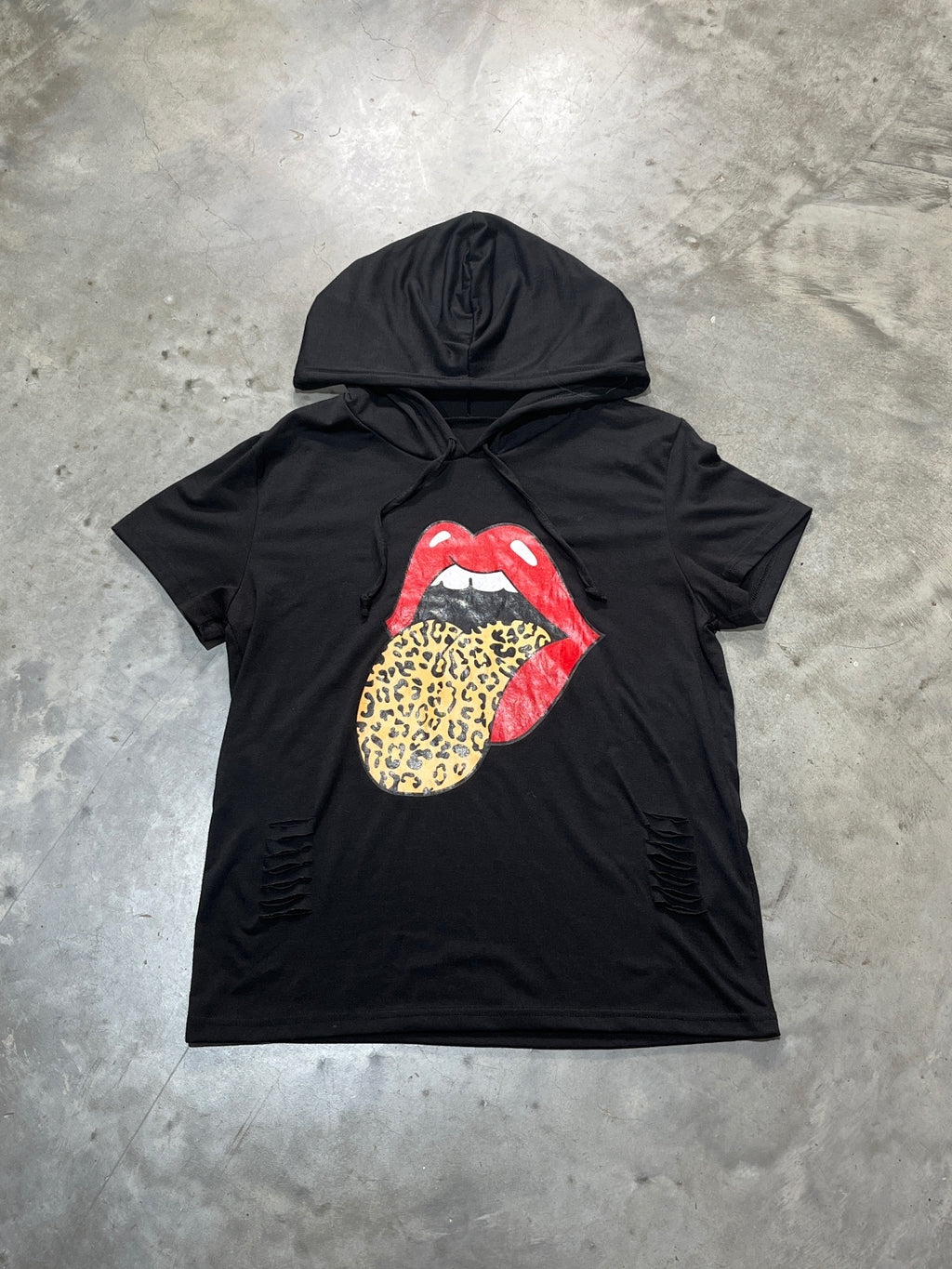 The Rolling Stones Preowned Medium Distressed Hooded T-shirt