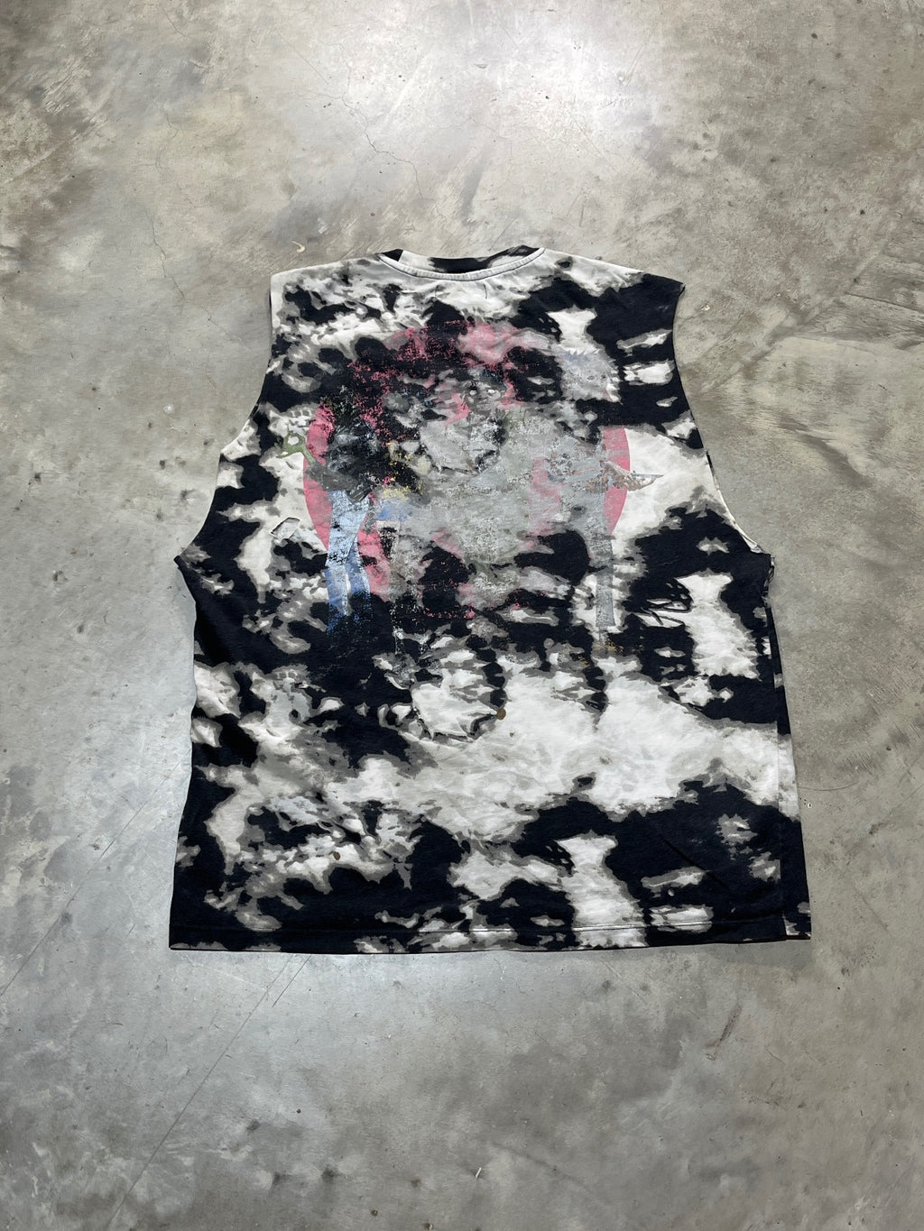 Gorillaz Preowned XL Tie Dye Cut Off Sleeve Tank Top T-shirt