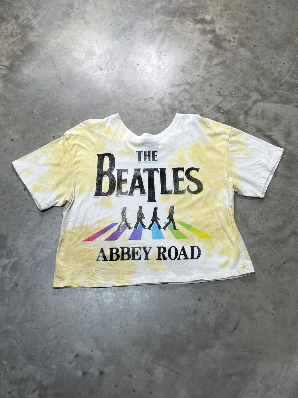 The Beatles Preowned Large Cropped Tie Dye T-shirt
