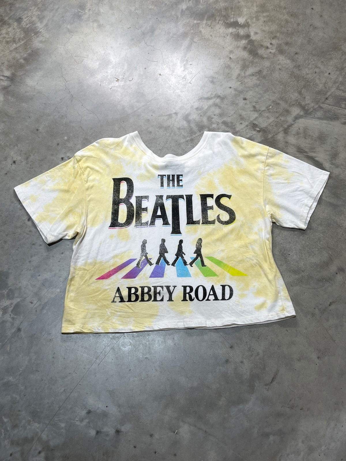 The Beatles Preowned Large Cropped Tie Dye T-shirt