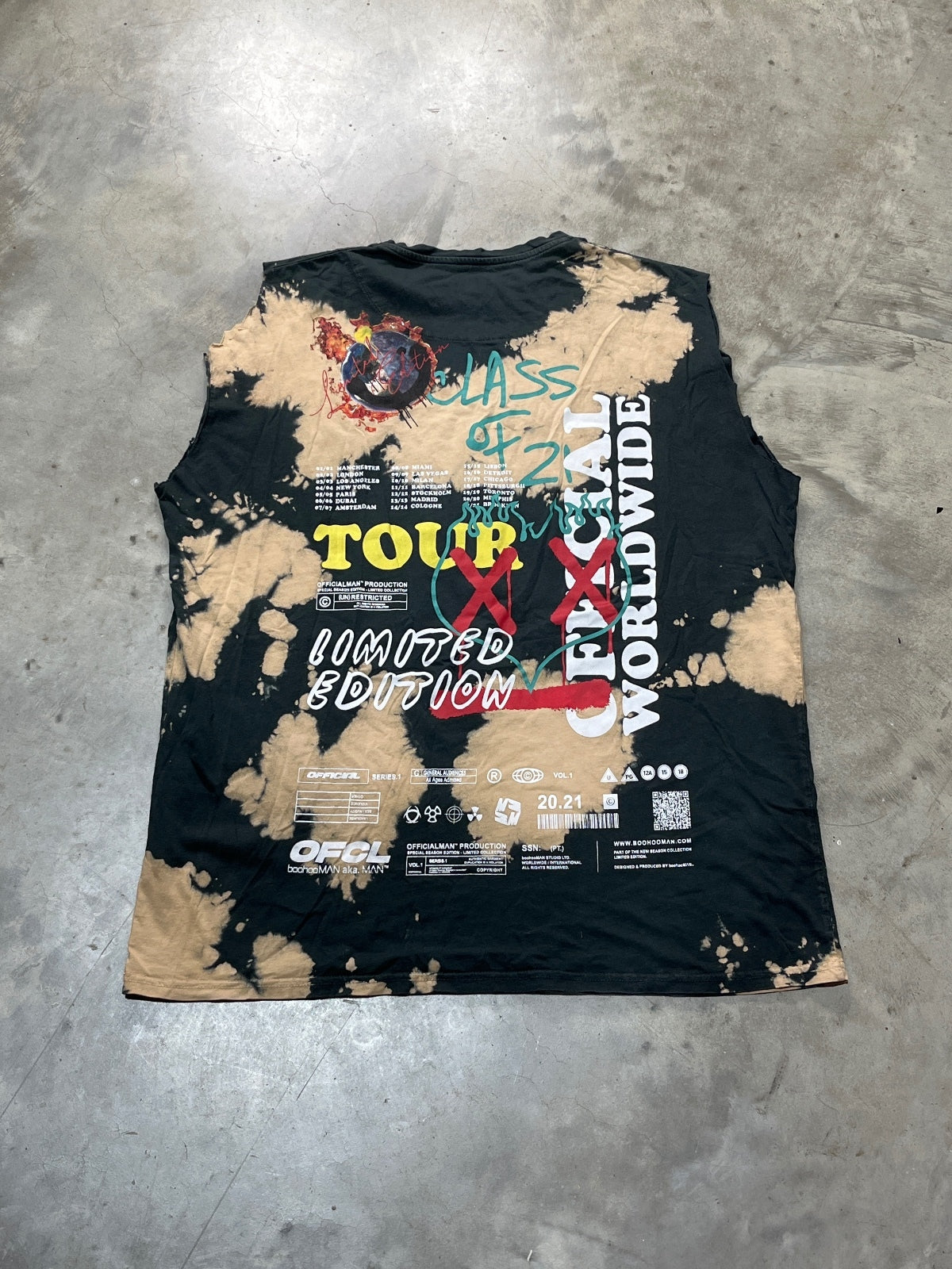 BoohooMAN Preowned 2XL Cut Off Sleeve Tank Top Tie Dye T-shirt