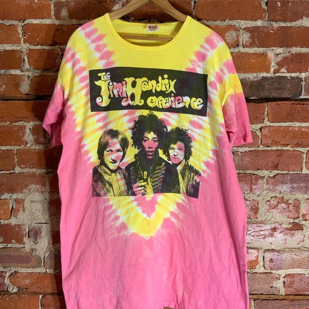 Jimi Hendrix 2XLarge pink yellow tiedye graphic preowned T-shirt