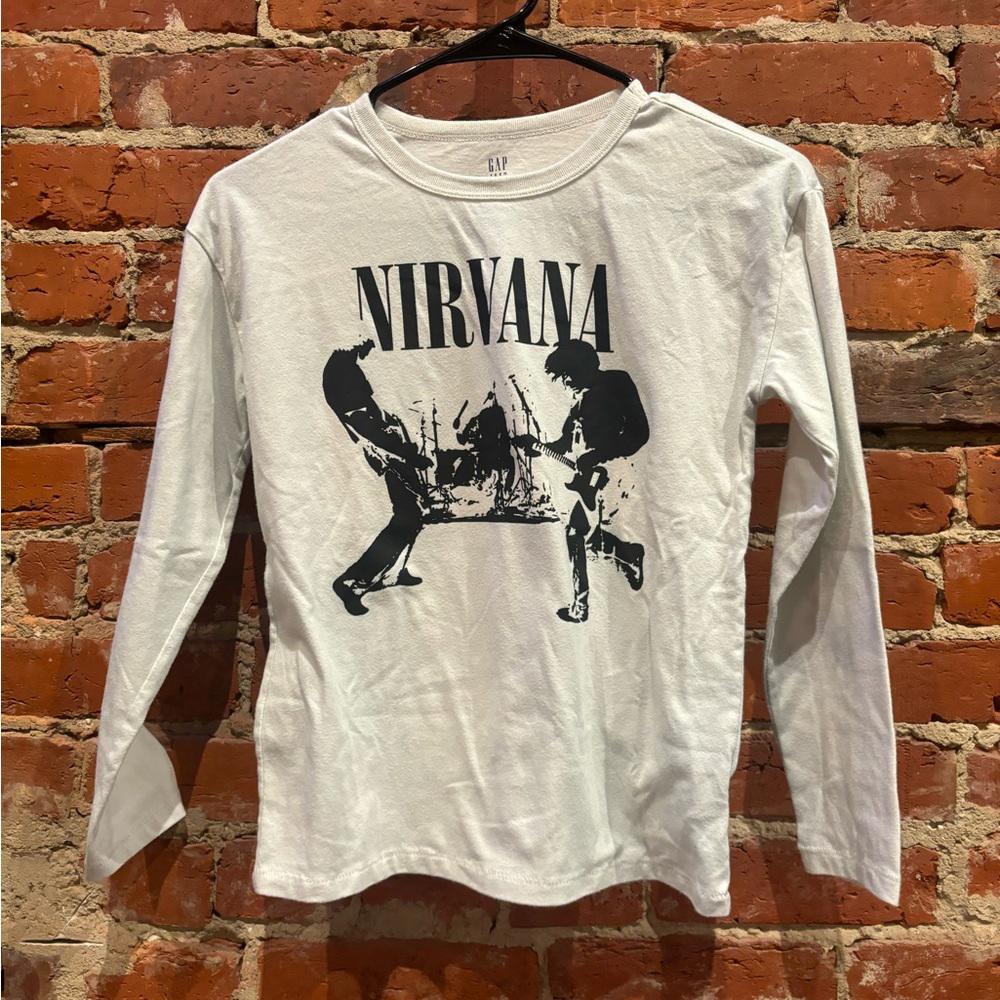 Nirvana xsmall size ten white graphic vintage preowned long sleeve tshirt