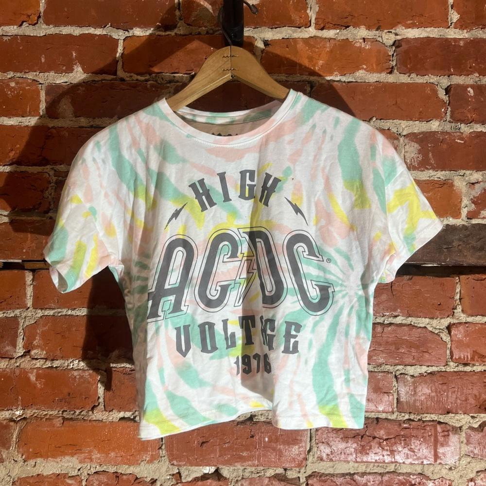 Acdc large kids white tiedye graphic vintage preowned tshirt