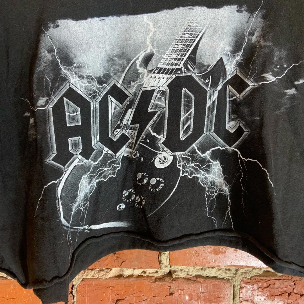 ACDC large black graphic preowned crop top T-shirt