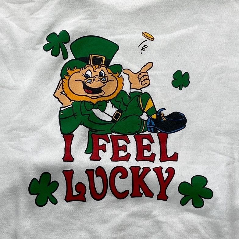 Vintage St. Pats Leprechaun I Feel Lucky Preowned XL Sweatshirt
