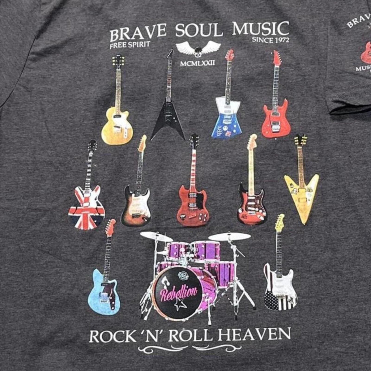 Brave Soul Music Rock N Roll Heavenly Preowned Large T-shirt