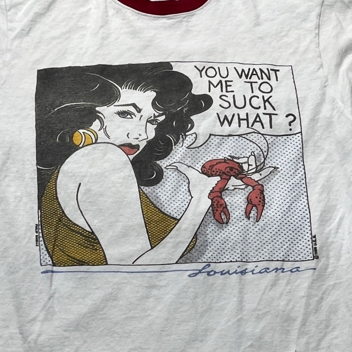 NOLA Crawfish Suck The Head Preowned Medium Ringer T-shirt