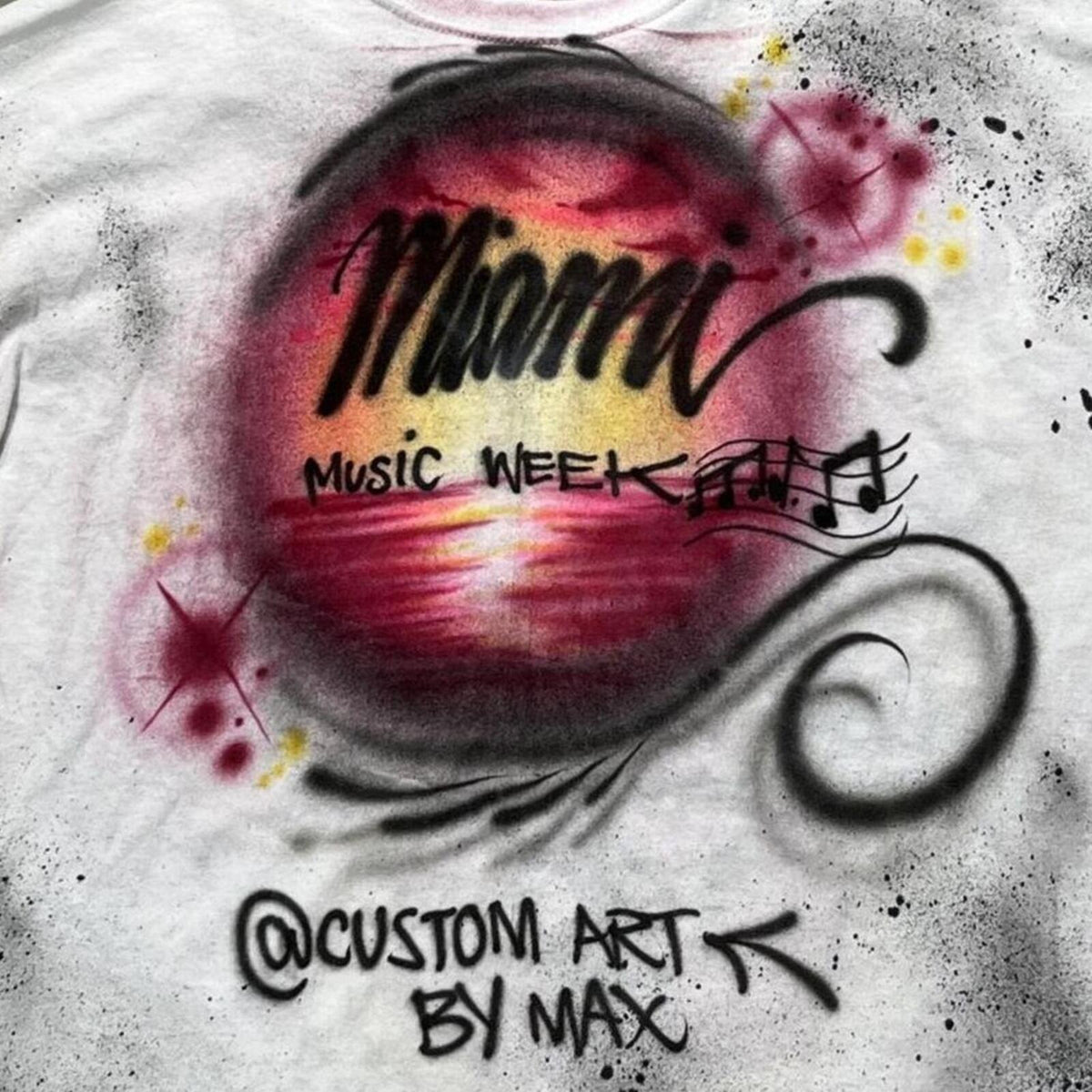 Miami Music Week Preowned Large Airbrushed T-shirt