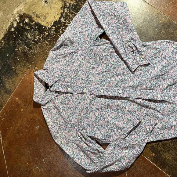 Blue and purple floral button down PreOwned small Band shirt