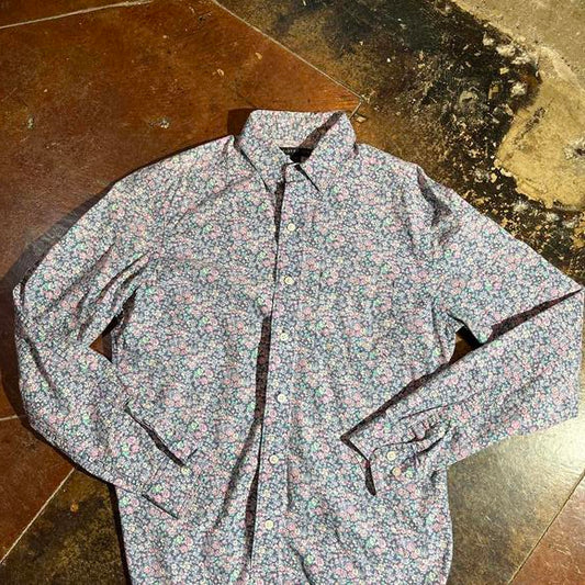 Blue and purple floral button down PreOwned small Band shirt