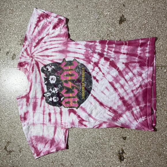 ACDC pink tiedye PreOwned Small Band TShirt
