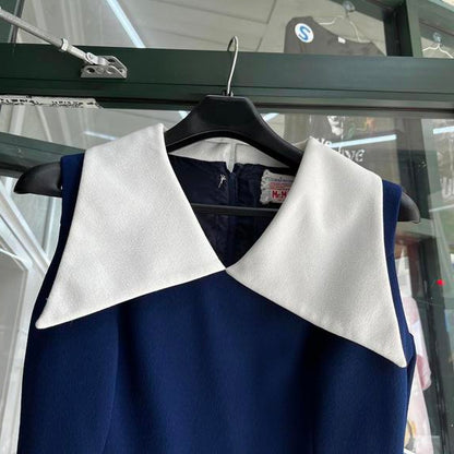 Vintage Mr. Mench Collared Navy preowned dress