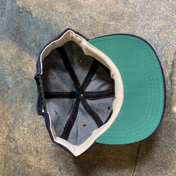 Vintage denim hat with red detail