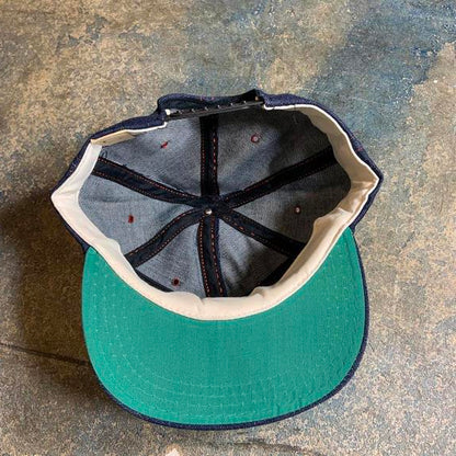 Vintage denim hat with red detail