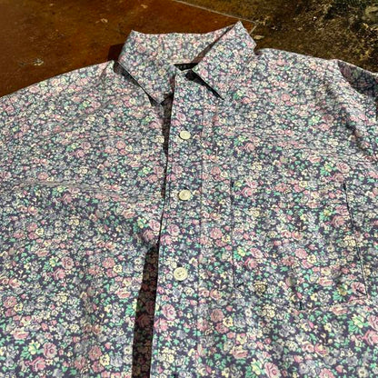 Blue and purple floral button down PreOwned small Band shirt