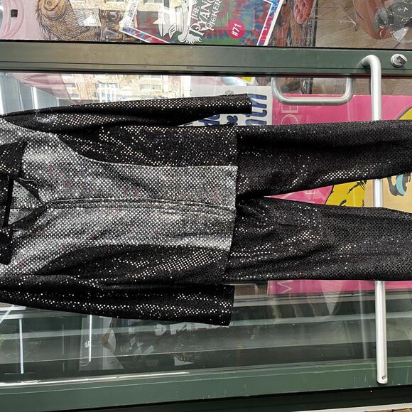 Black/silver sequin pantsuit with velcro middle