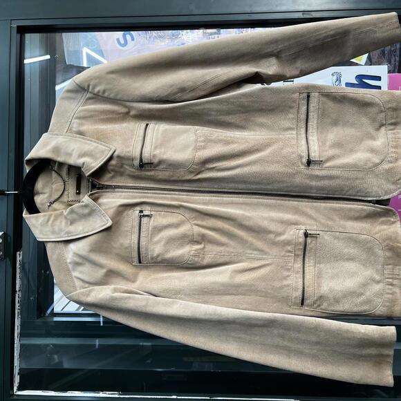 vintage suede tan leather jacket