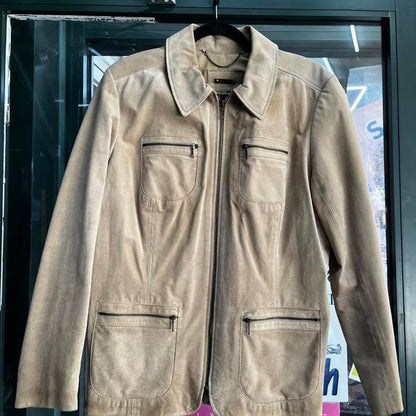 vintage suede tan leather jacket