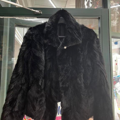 Mink Fur Black XL Coat made in Greece