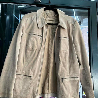 vintage suede tan leather jacket