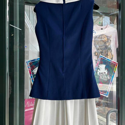 Vintage Mr. Mench Collared Navy preowned dress