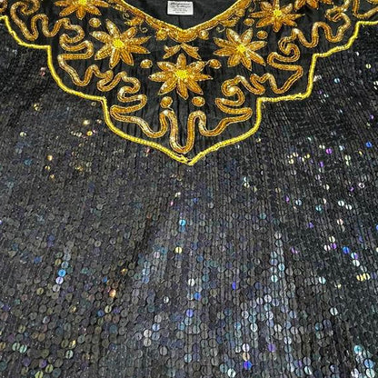 Black and gold medium sequin silk shirt