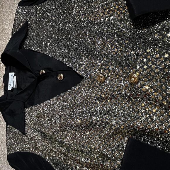 Black gold silver large sequin dress shirt