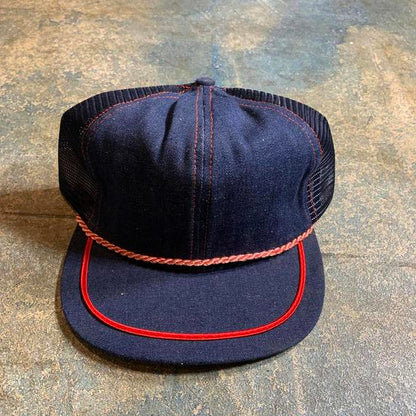 Vintage denim hat with red detail
