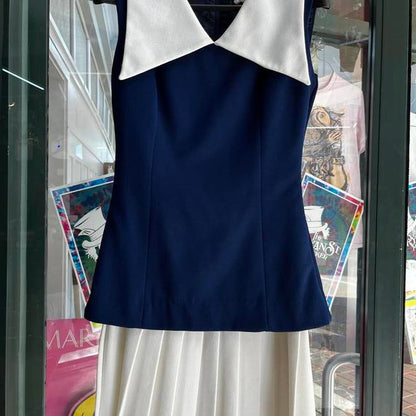Vintage Mr. Mench Collared Navy preowned dress