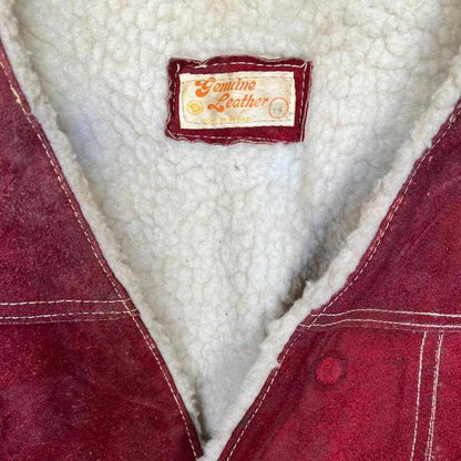 1970s maroon genuine leather suede vest PreOwned XL