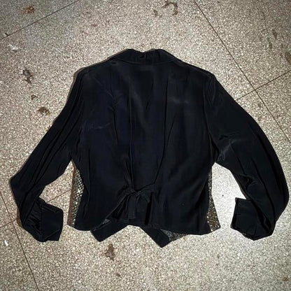 Black gold silver large sequin dress shirt