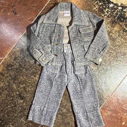 Kids 2T 60s/70s vintage denim blue boys suit
